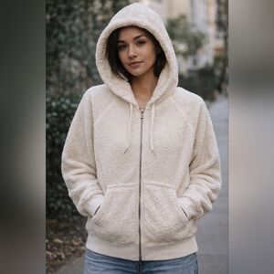 2/$20 GAP Off-White Teddy Jacket with Hood
